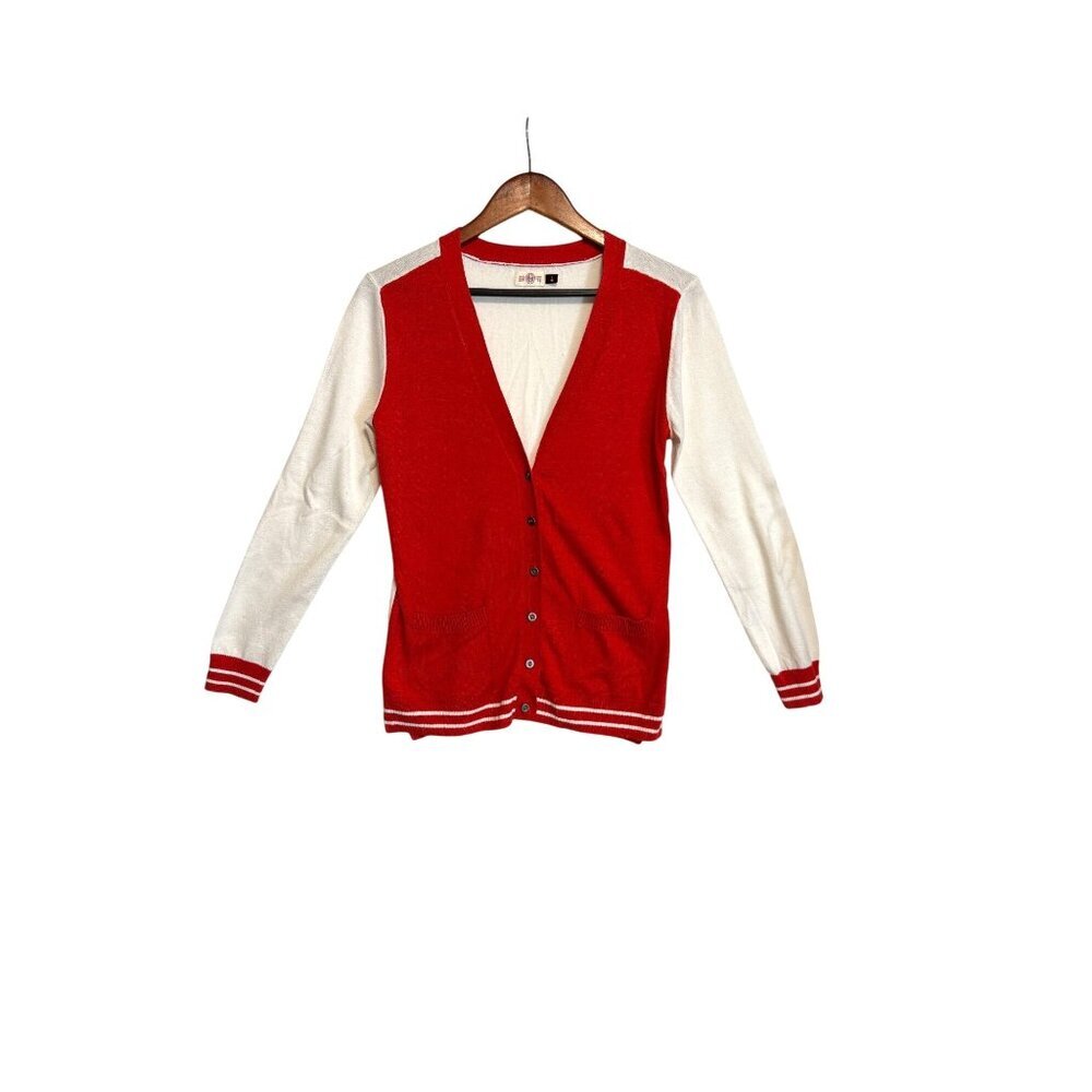 So Perfectly Soft Perfectly You Red & White Varsity Style Cardigan Y2K Preppy L - Picture 6 of 12